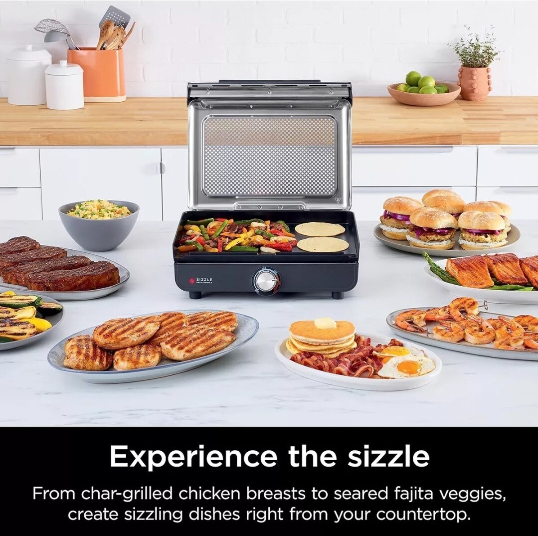 Ninja GR100 Sizzle Smokeless Indoor Grill New