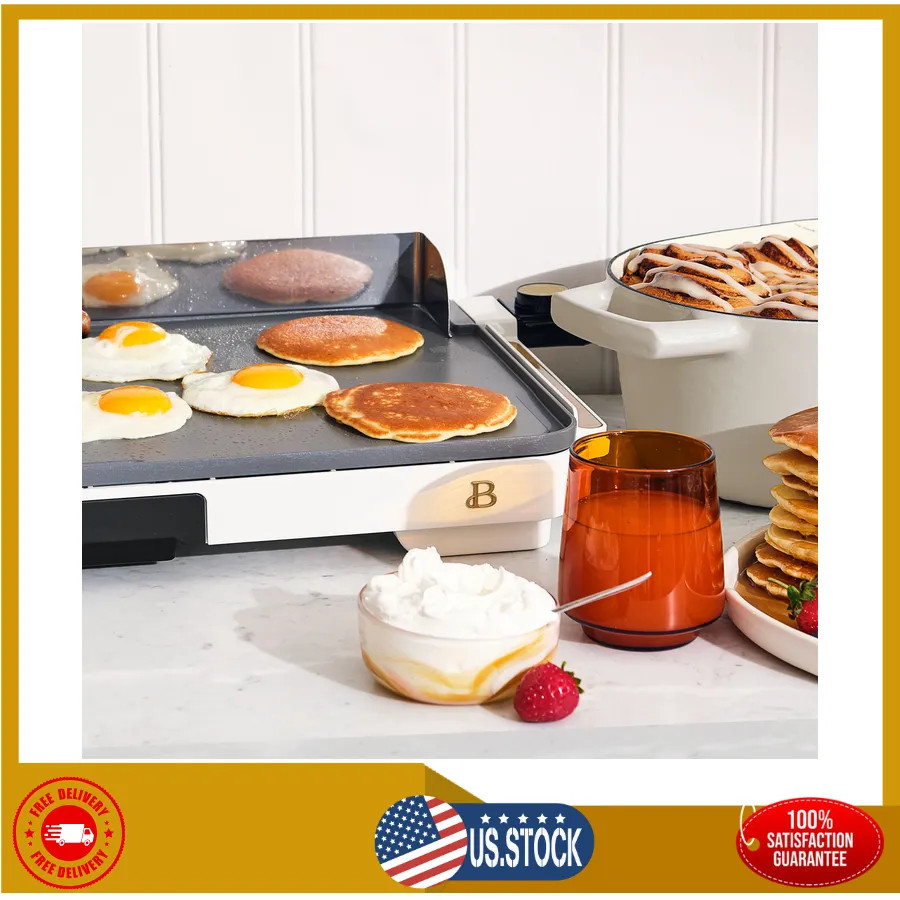 Beautiful Drew Barrymore XL Electric Griddle 12 x 22 Nonstick White Icing
