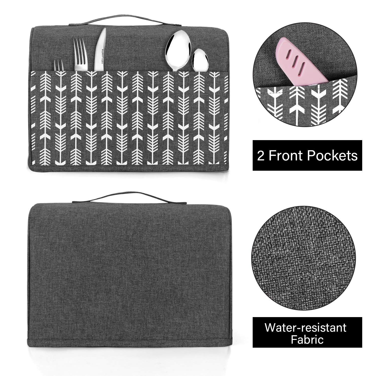 Yarwo 2 Slice Toaster Cover with Pockets and Top 2 Slice, Gray Arrow