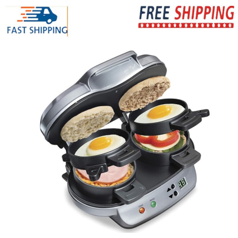 1200 Watts Dual Breakfast Sandwich Maker with Timer for Home 120 Volts NEW