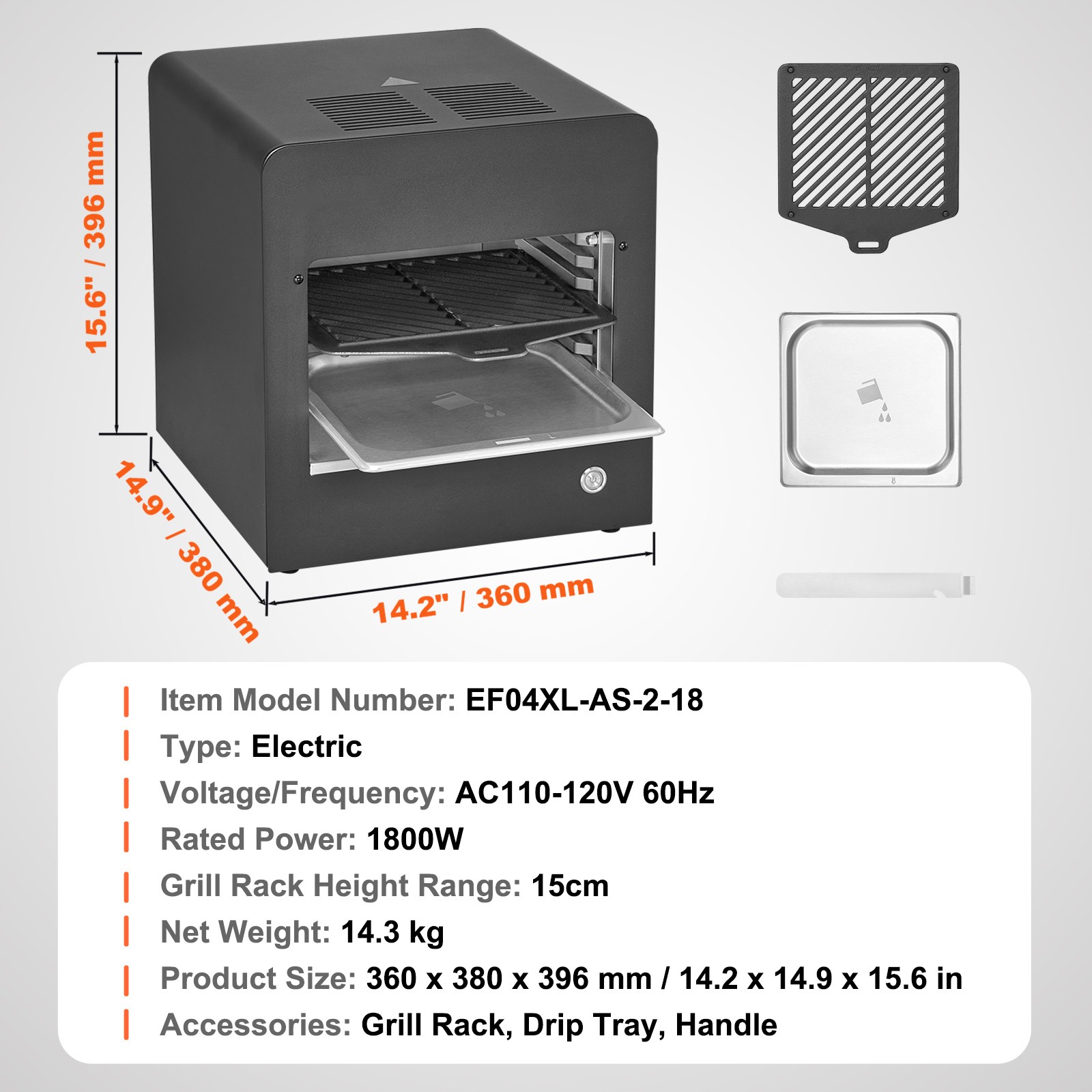 Uimoso Electric Steak Grill 1800W Smokeless Infrared Broiler Stainless Steel
