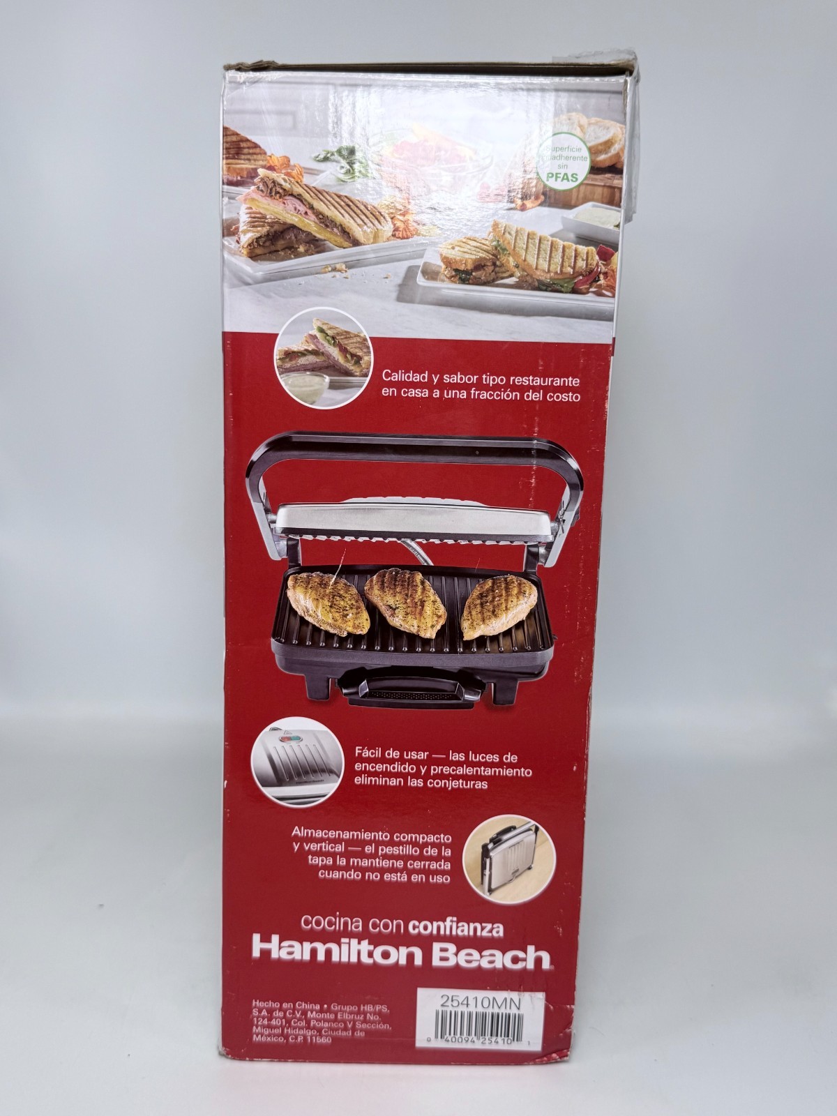 Hamilton Beach Electric Panini Press & Indoor Grill Stainless Steel (25410) NEW