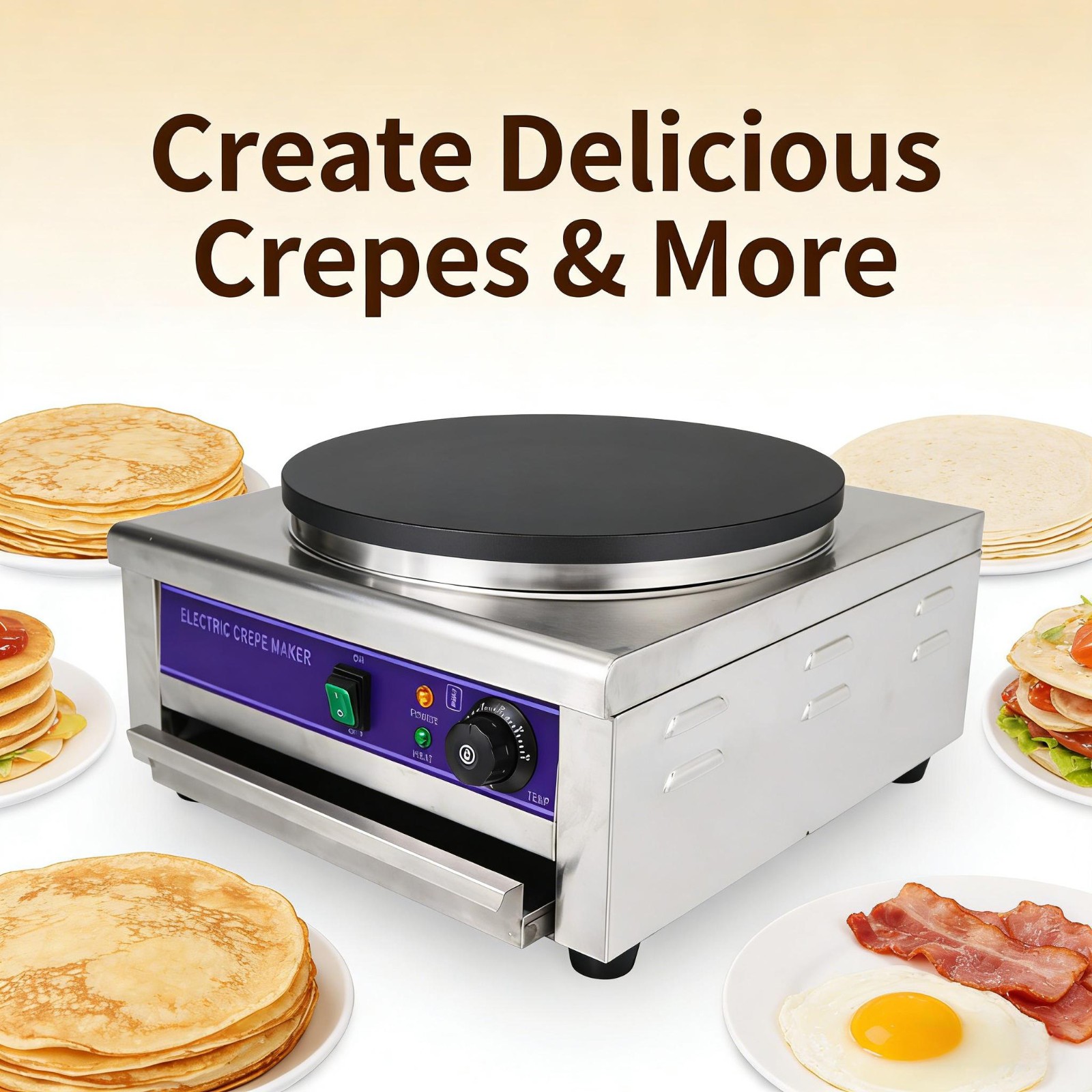 Non-Stick Single Head Electric Grill Griddle Plate for Tortillas Pancake Crepe