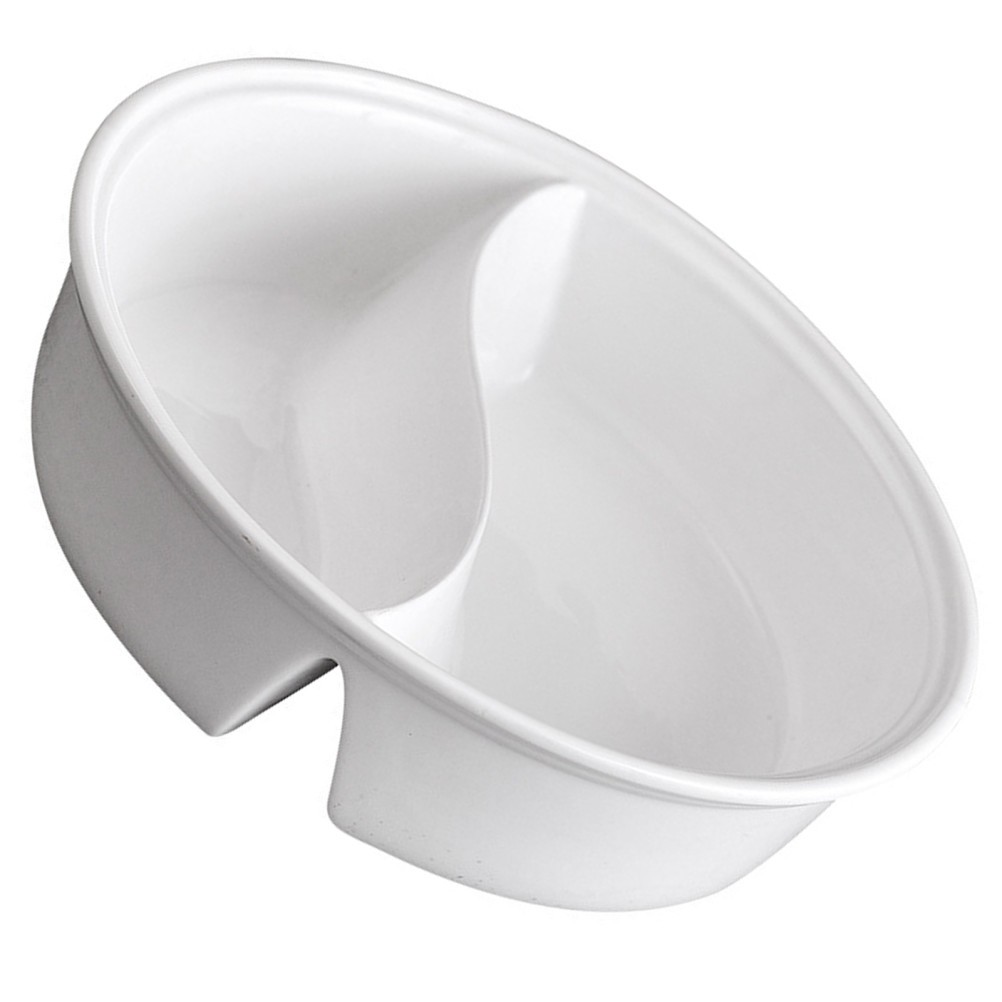 Ceramic Portion Control Dinner Bowl Microwave Safe with Dry Wet Separation White