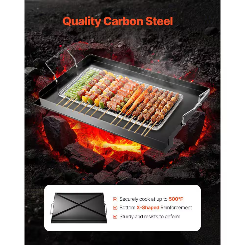 Carbon Steel Griddle, 16 X 24In.Griddle Flat Top Plate, Griddle for BBQ Charcoal