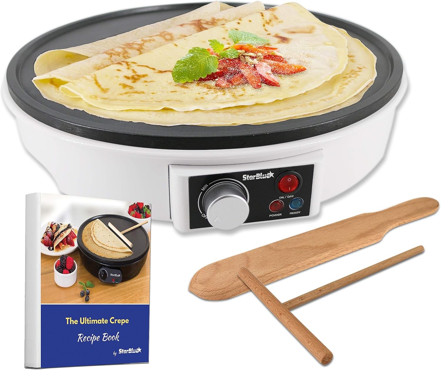 12″ Electric Crepe Maker by with FREE Recipes e-book and Wooden Spatula
