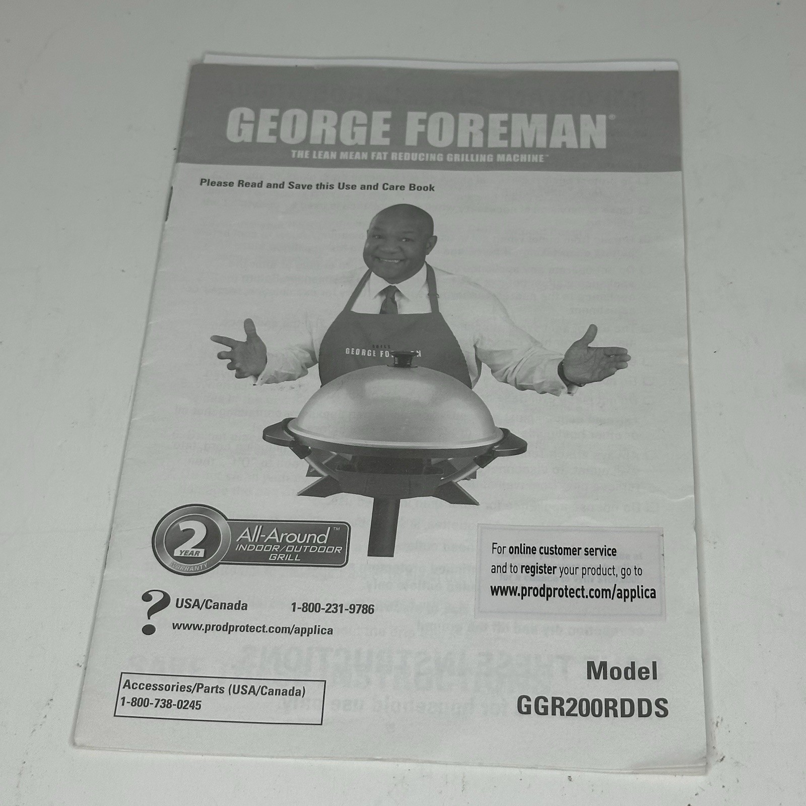 George Foreman GGR200RDDS All Around Indoor Outdoor Grill Manual OEM
