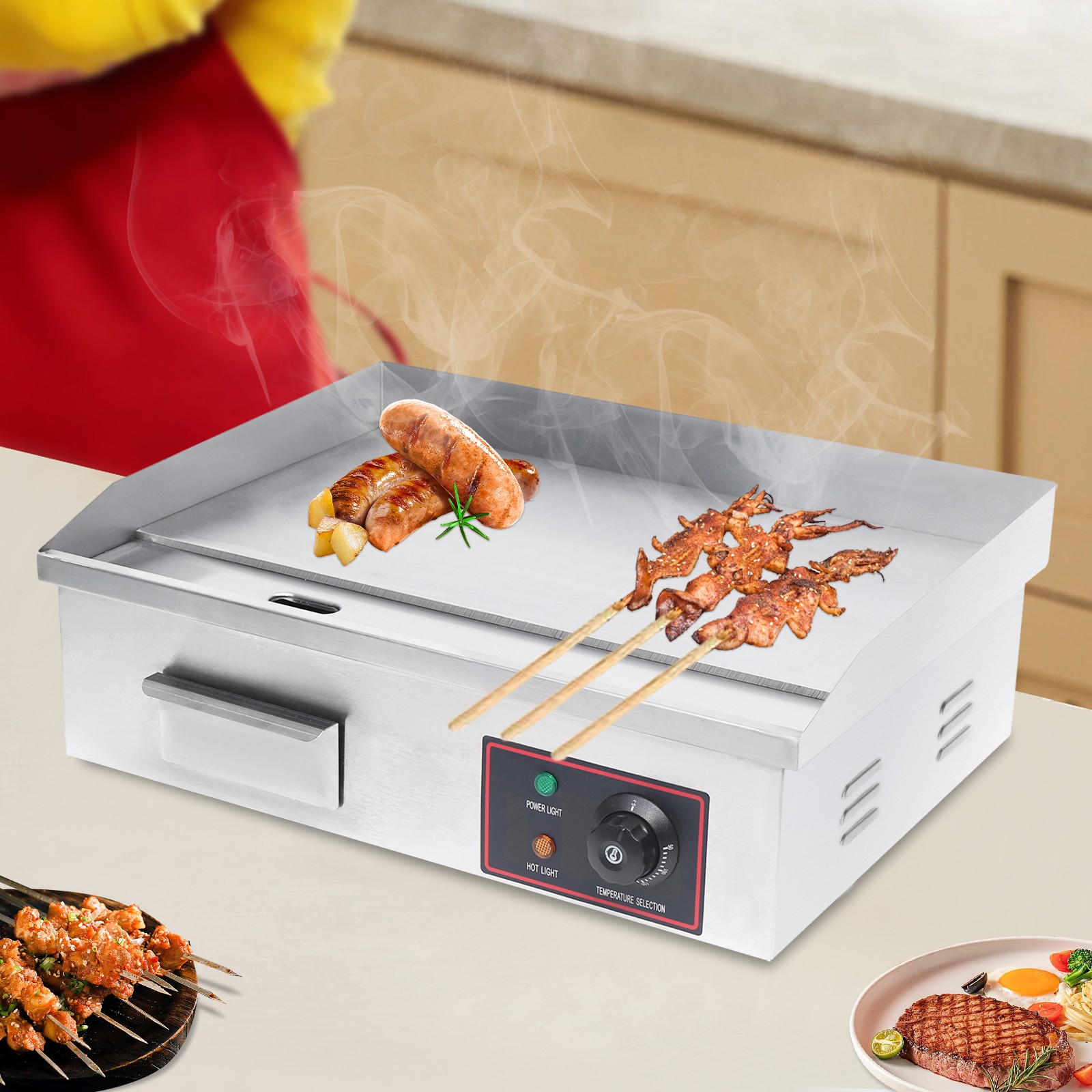 Commercial Electric Flat Top Grill Griddle Power Stove 110v/60Hz 1600W Stainless
