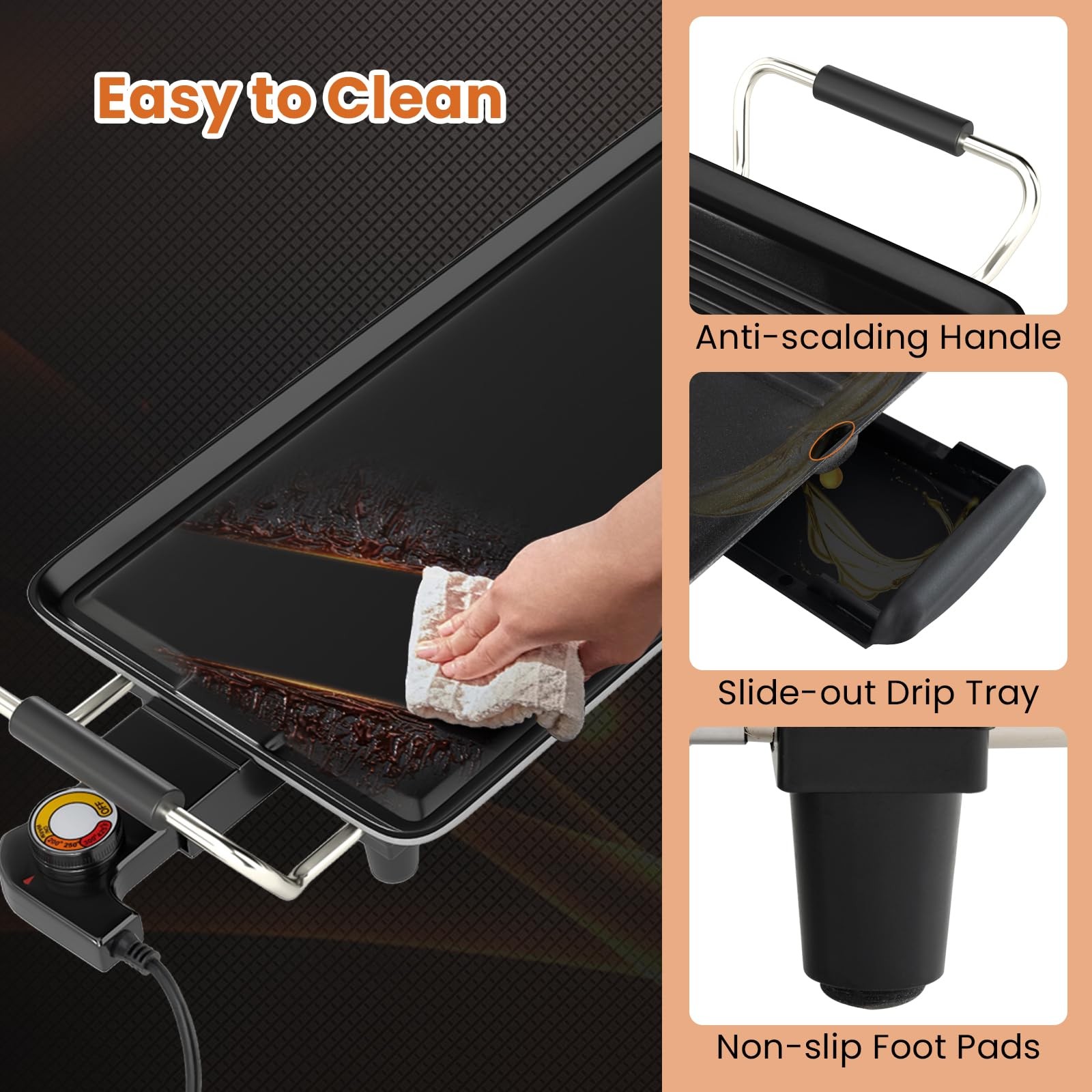 Extra Large Teppanyaki Grill, 39.5” Electric Griddle Pan, Indoor Outdoor Nons…