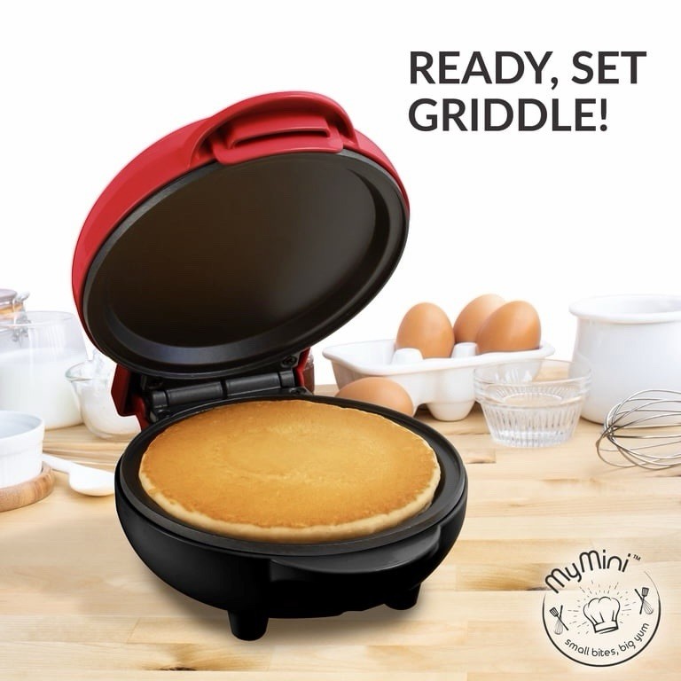 MyMini Nostalgia My Mini 5″ Griddle Eggs Burgers Pancakes (Red) Nonstick Surface