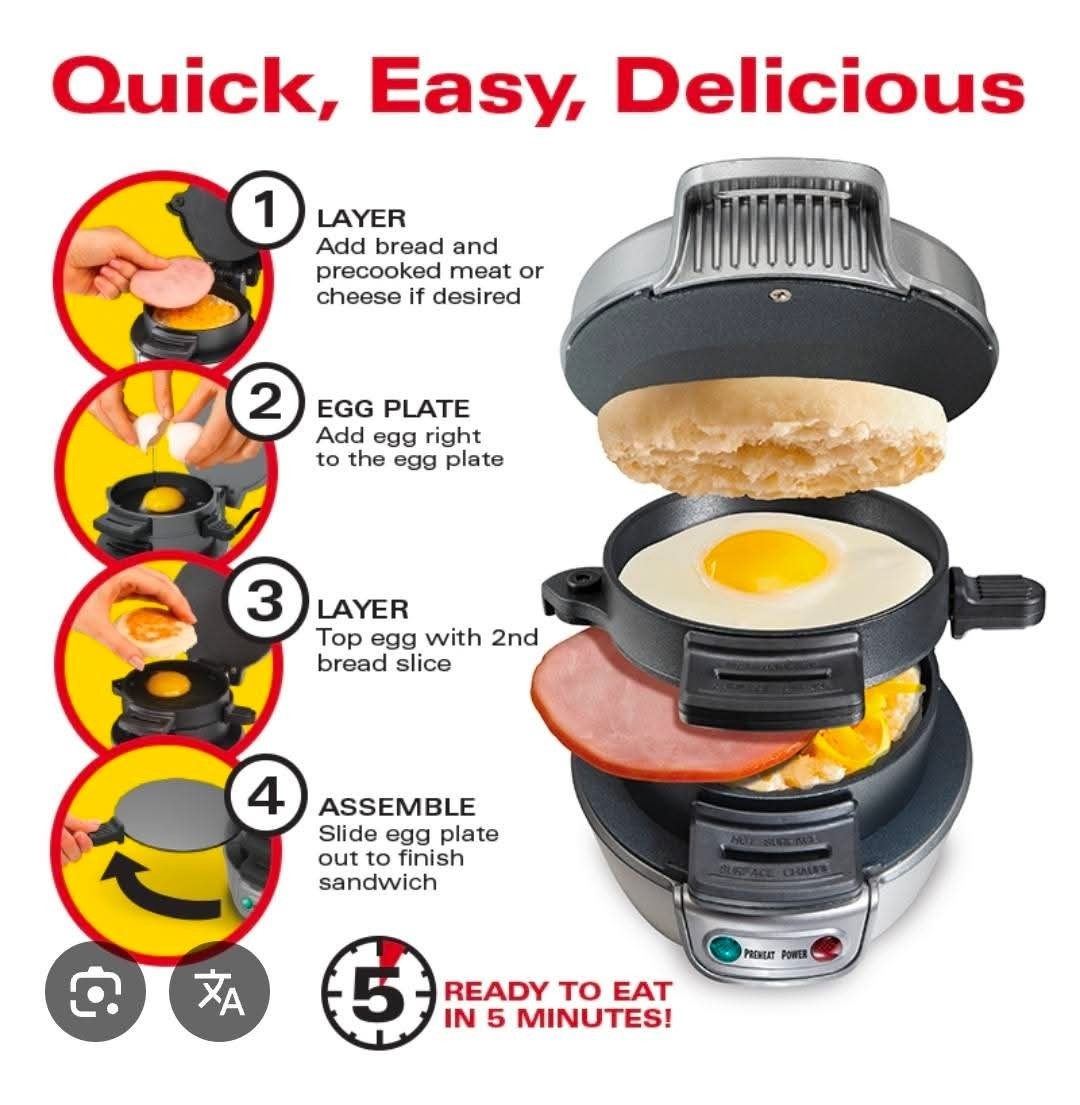 Hamilton Beach 25478 Breakfast Sandwich Maker – Silver
