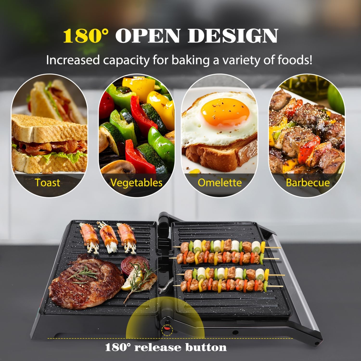 Panini Press, 1200W Sandwich Maker and Electric Indoor Grill with Ceramic Non-St