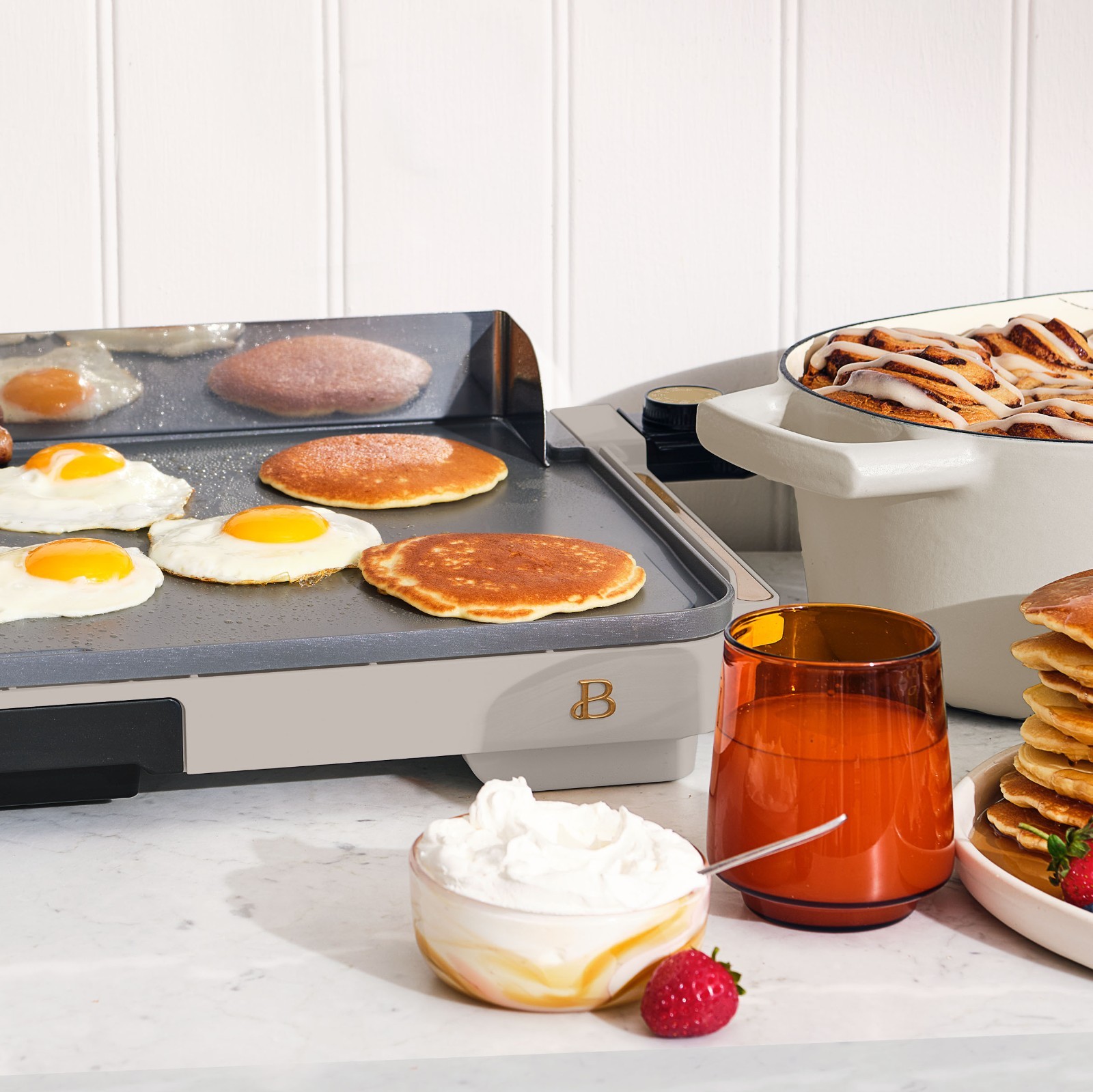 XL Electric Griddle 12″ x 22,” Non-stick, Porcini Taupe by Drew Barrymore