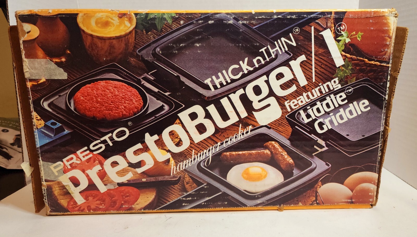 Presto Burger 1 Liddle Griddle Hamburger Cooker Thick N Thin Tested works w/ box