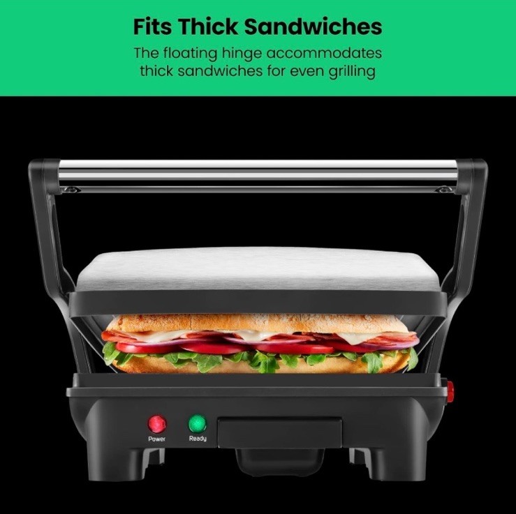 Chefman 4-Slice Panini Press Grill & Gourmet Sandwich Maker Non-Stick Plates