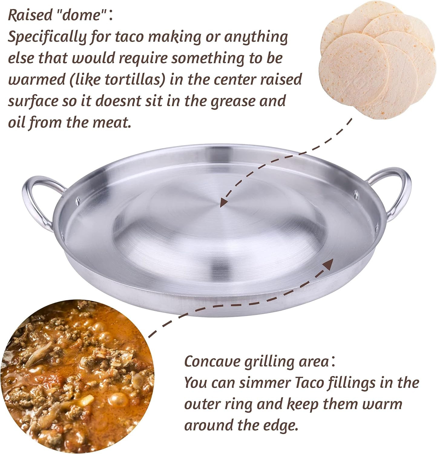 ARC, CM54 NSF Approval 21.25″ Heavy Duty Stainless Steel Convex Comal Cazo Gridd