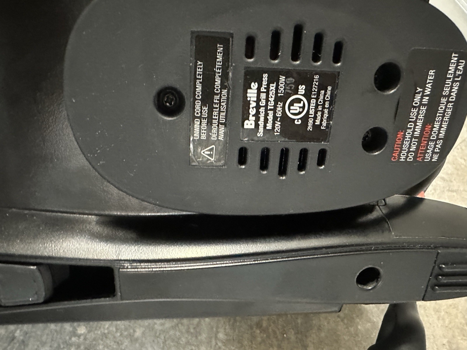 BREVILLE Heavy Duty Stainless Steel Panini Sandwich GRILL Press TG425XL