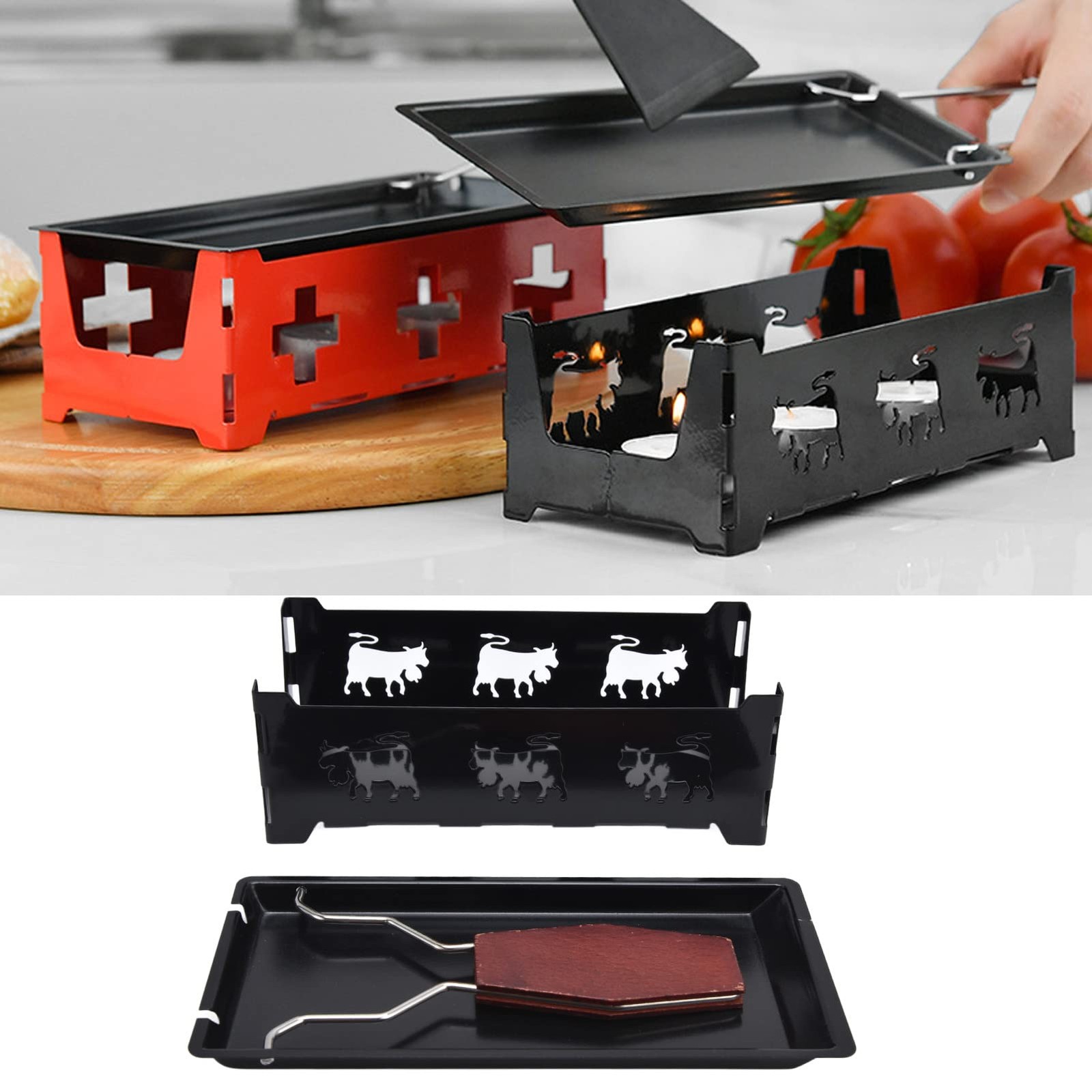 Mini Cheese Raclette Grill Butter Melting Pan Portable Nonstick Bakeware Black