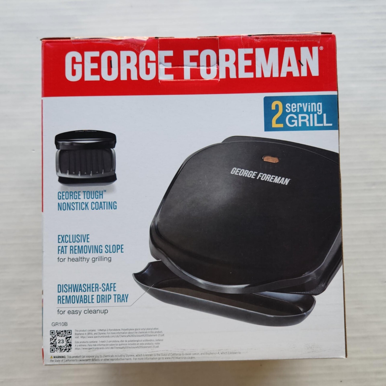 George Foreman 2 Serving Grill – Big Flavor Compact Size – Nonstick Coating