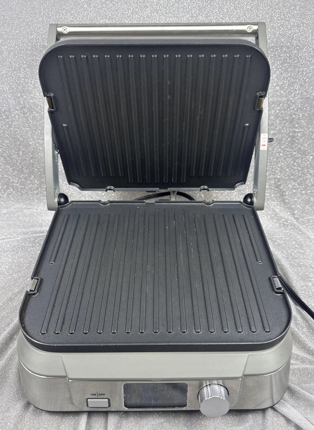 Cuisinart GR-5B Griddler Five Stainless Steel Panini Press Grill LCD Tested Work