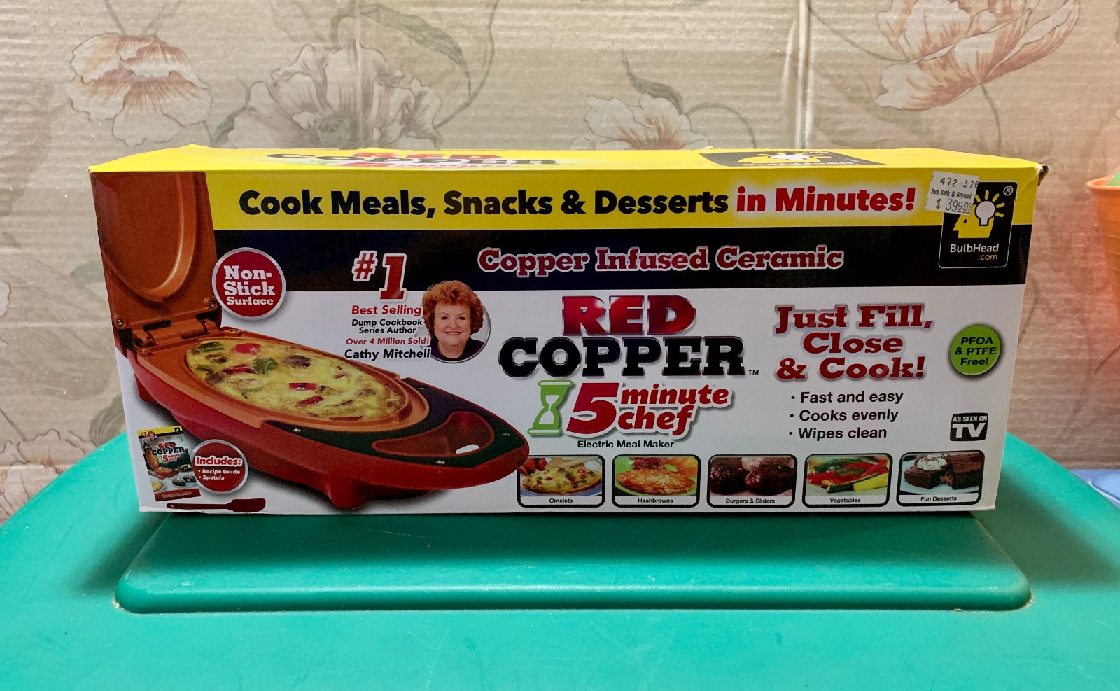 Copper Red 5 Minute Chef Copper Infused Ceramic Electric Meal Dessert Snack Etc