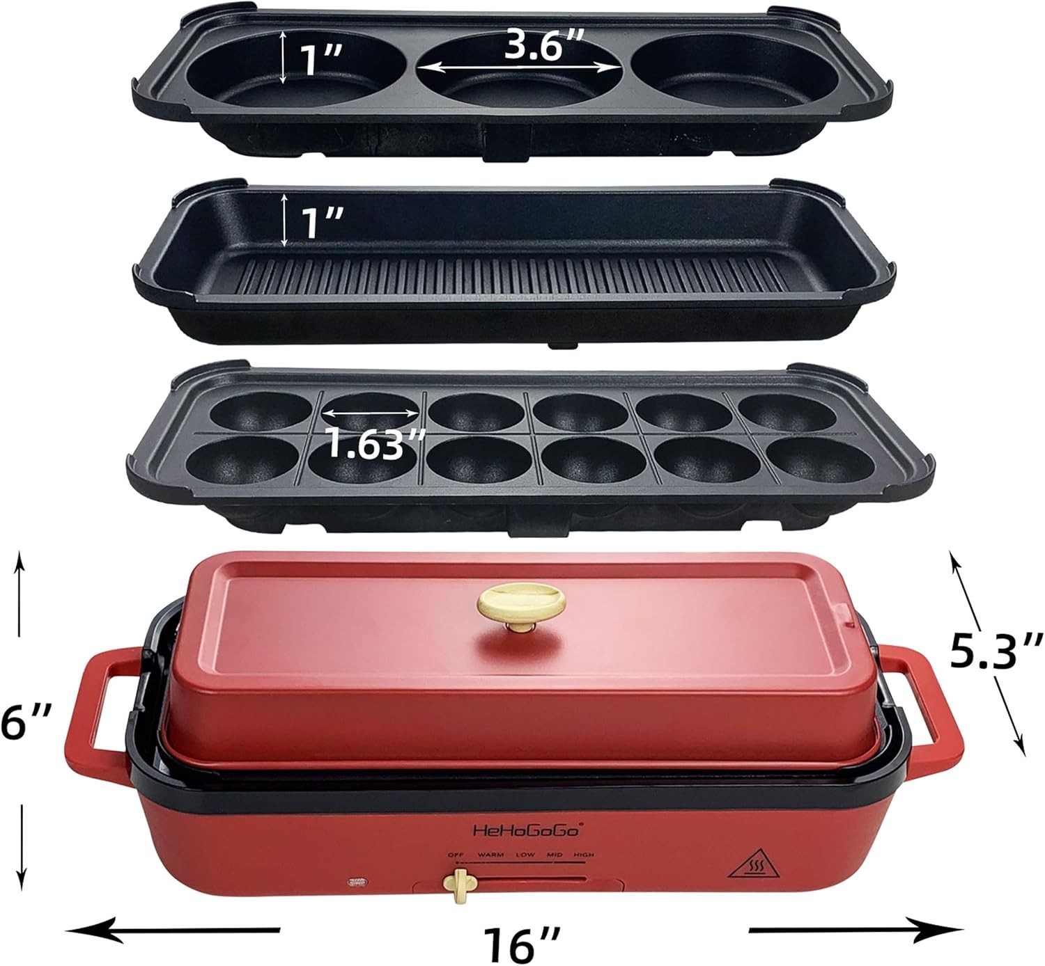 Multifunctional Electric Griddle Electric Grill Nonstick Baking Maker W/ 3