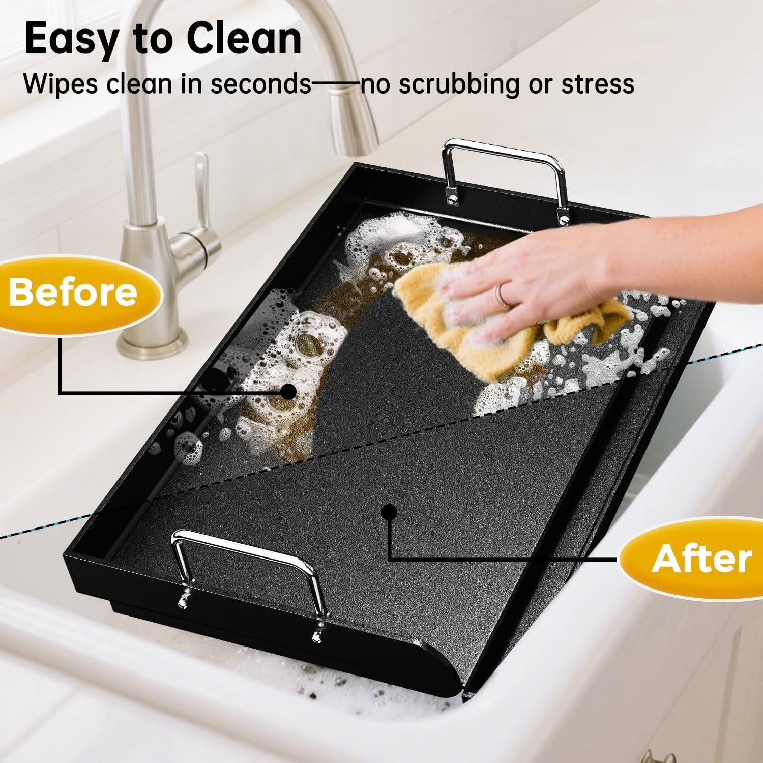 Nonstick Griddle for Gas Grill, 25″ x 16″ Ceramic Coated Flat Top Griddle for…