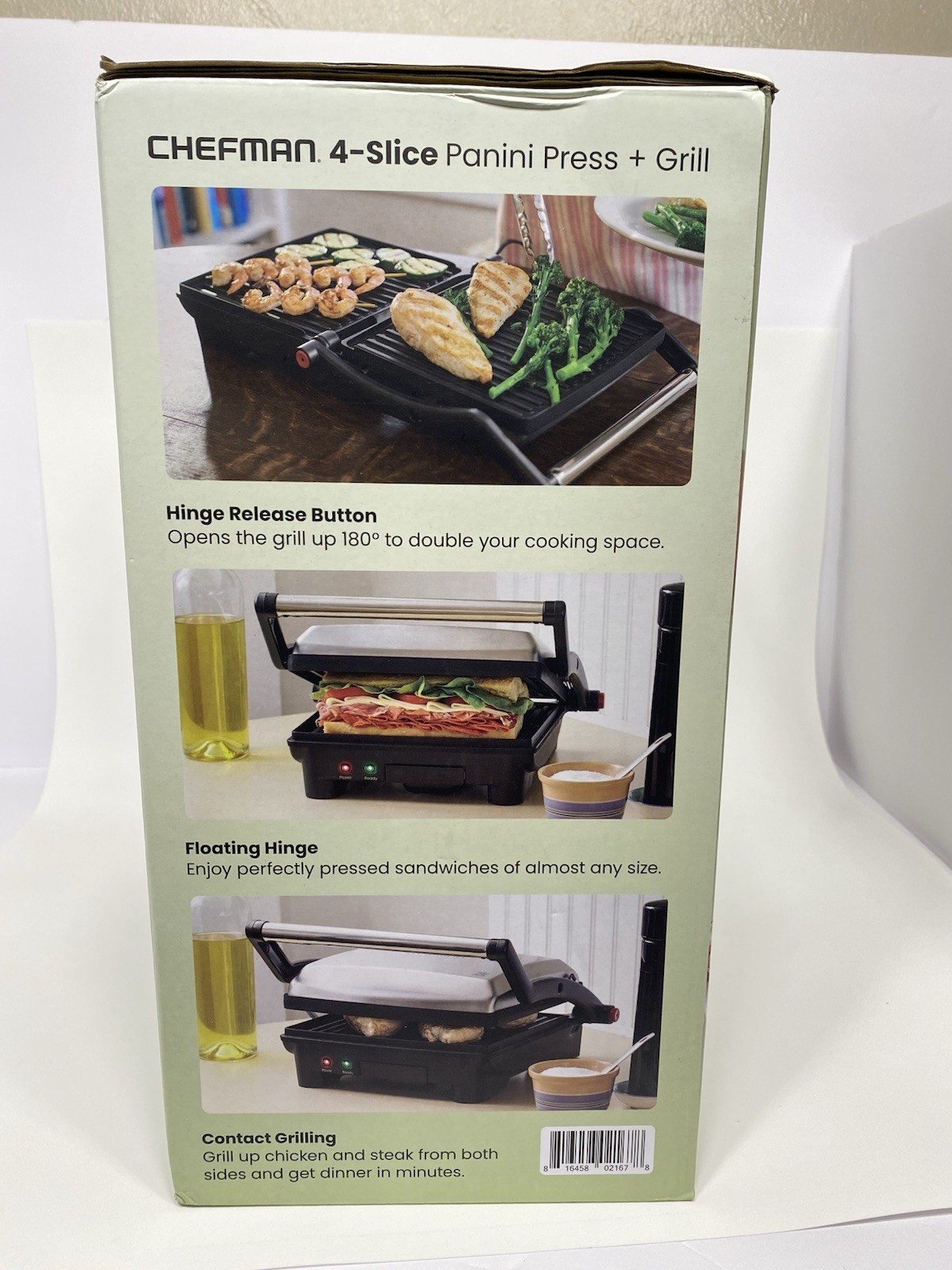 Chefman 4-Slice Panini Press Grill & Gourmet Sandwich Maker Non-Stick Plates