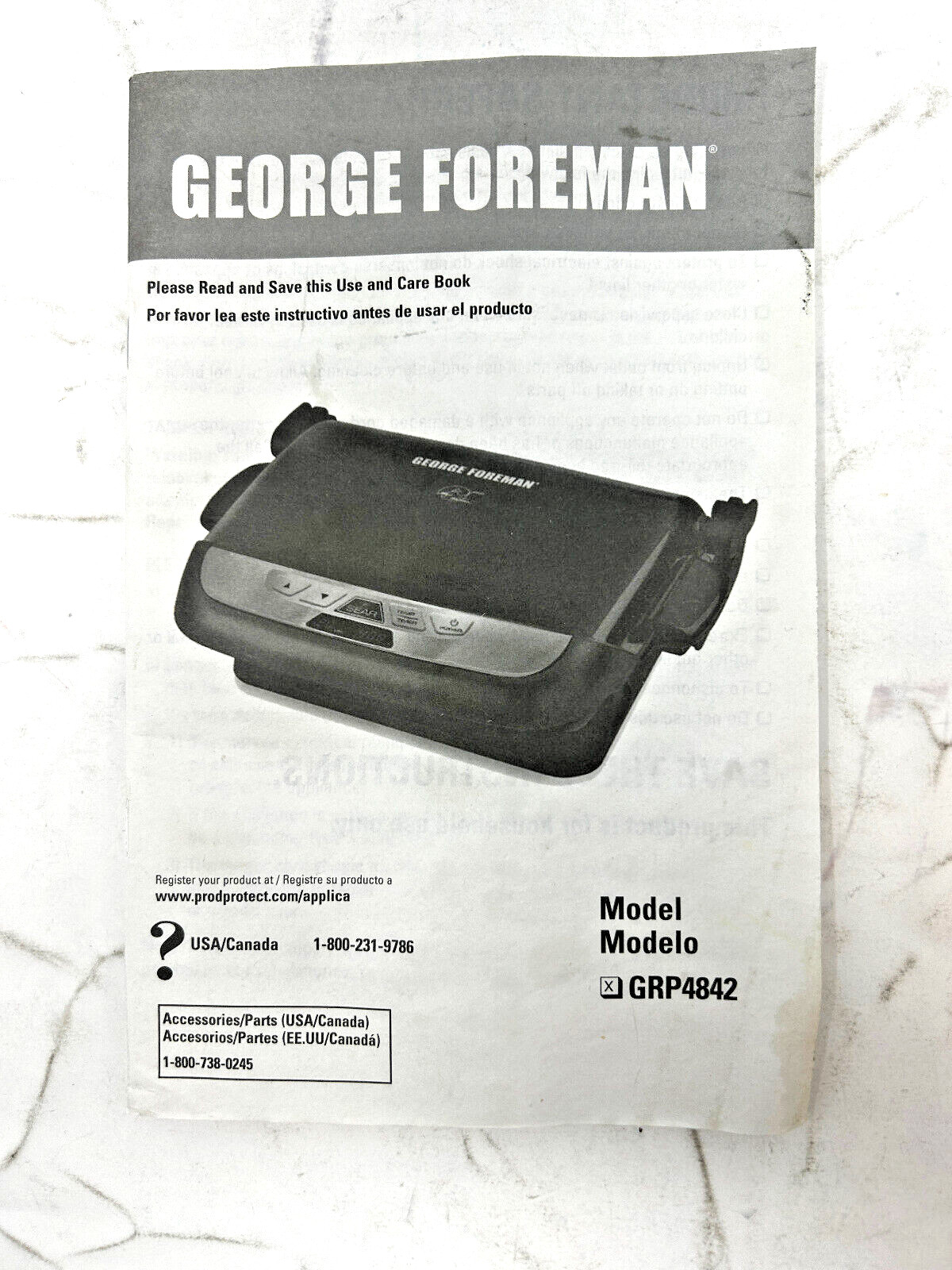 George Foreman Grill Instruction Manual Model GRP4842 Famous Boxer Cook Chef VTG