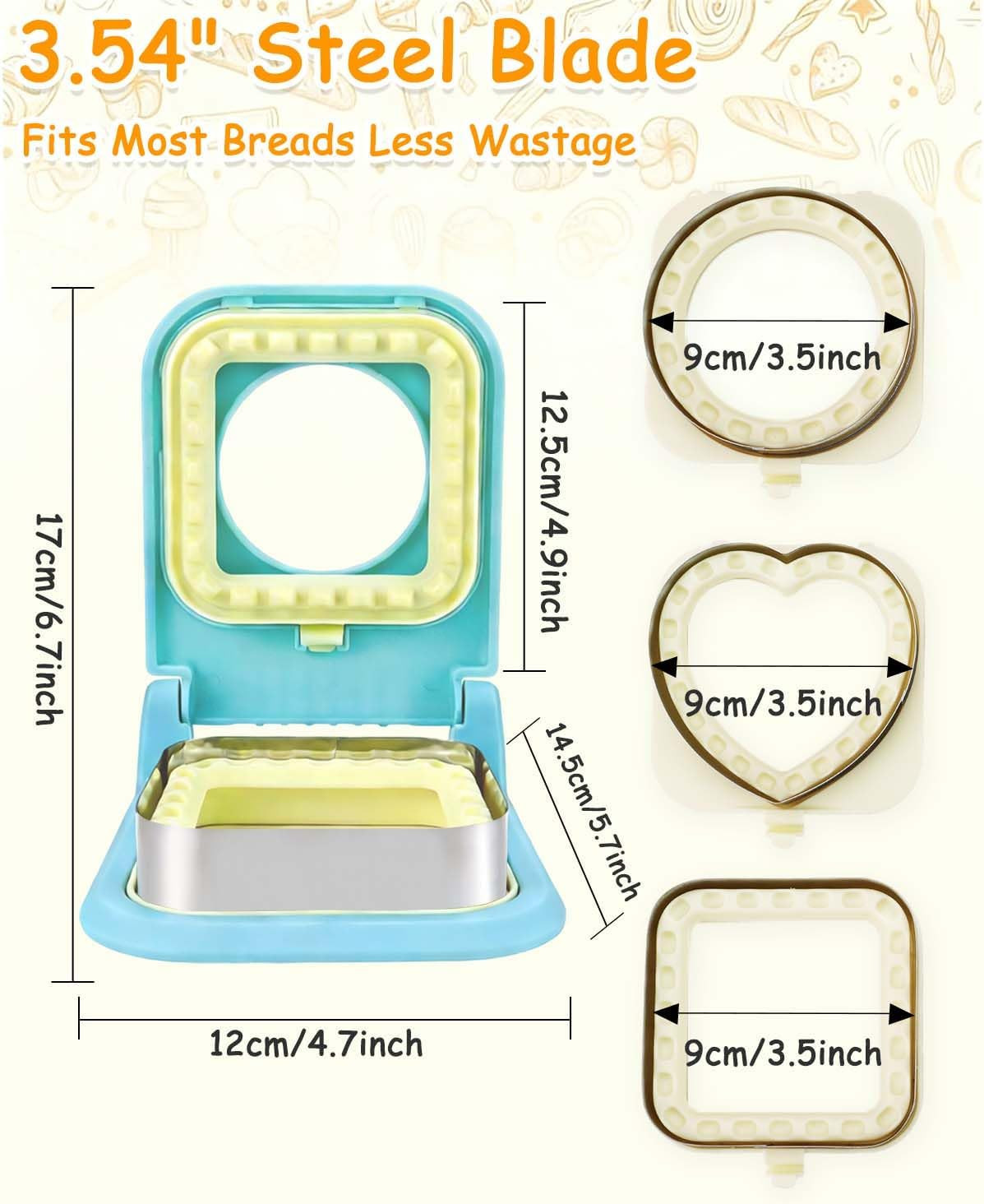 3-In-1 Uncrustable Sandwich Maker – Heart/Circle/Square Crustless
