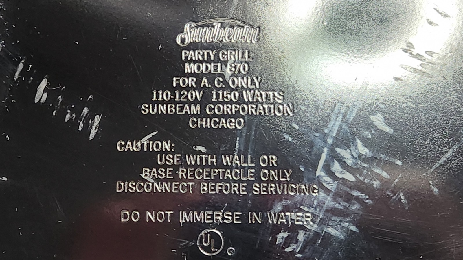 Vintage 1960’s-1970’s Sunbeam Party Grill/ Instruction Book Model 870 Works
