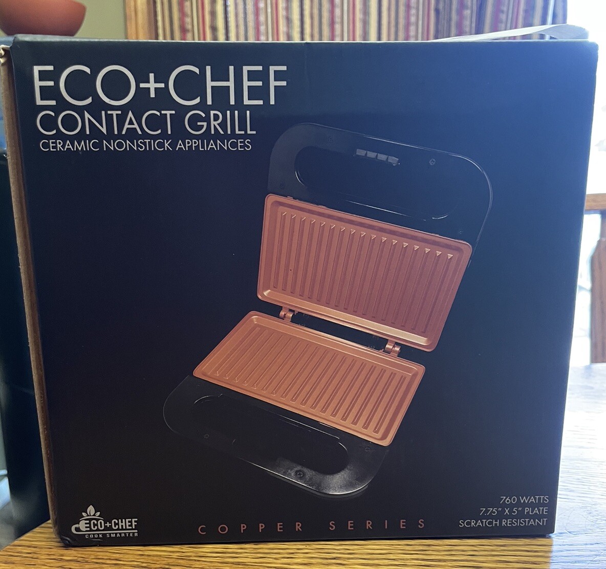 NEW! Eco Chef Premium Nonstick Copper Ceramic Indoor Kitchen Contact Grill