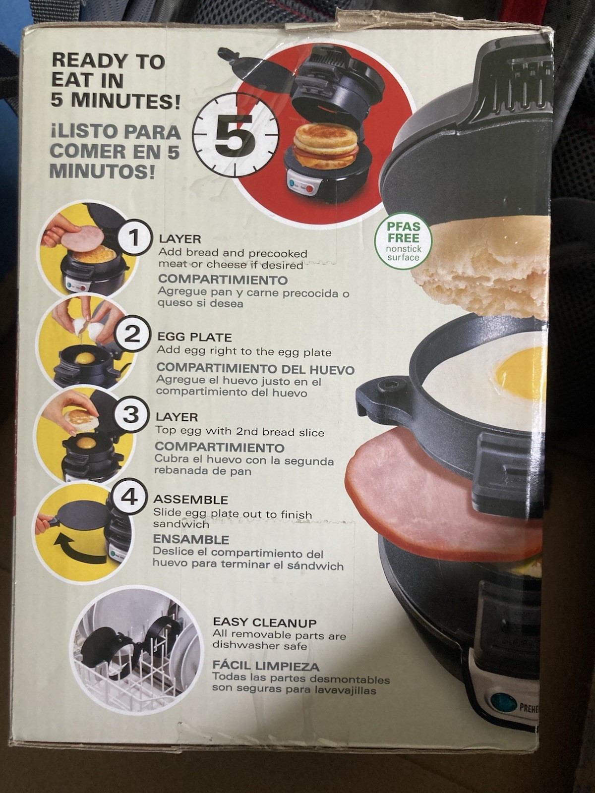 Hamilton Beach Breakfast Sandwich Maker, Black, New In Box