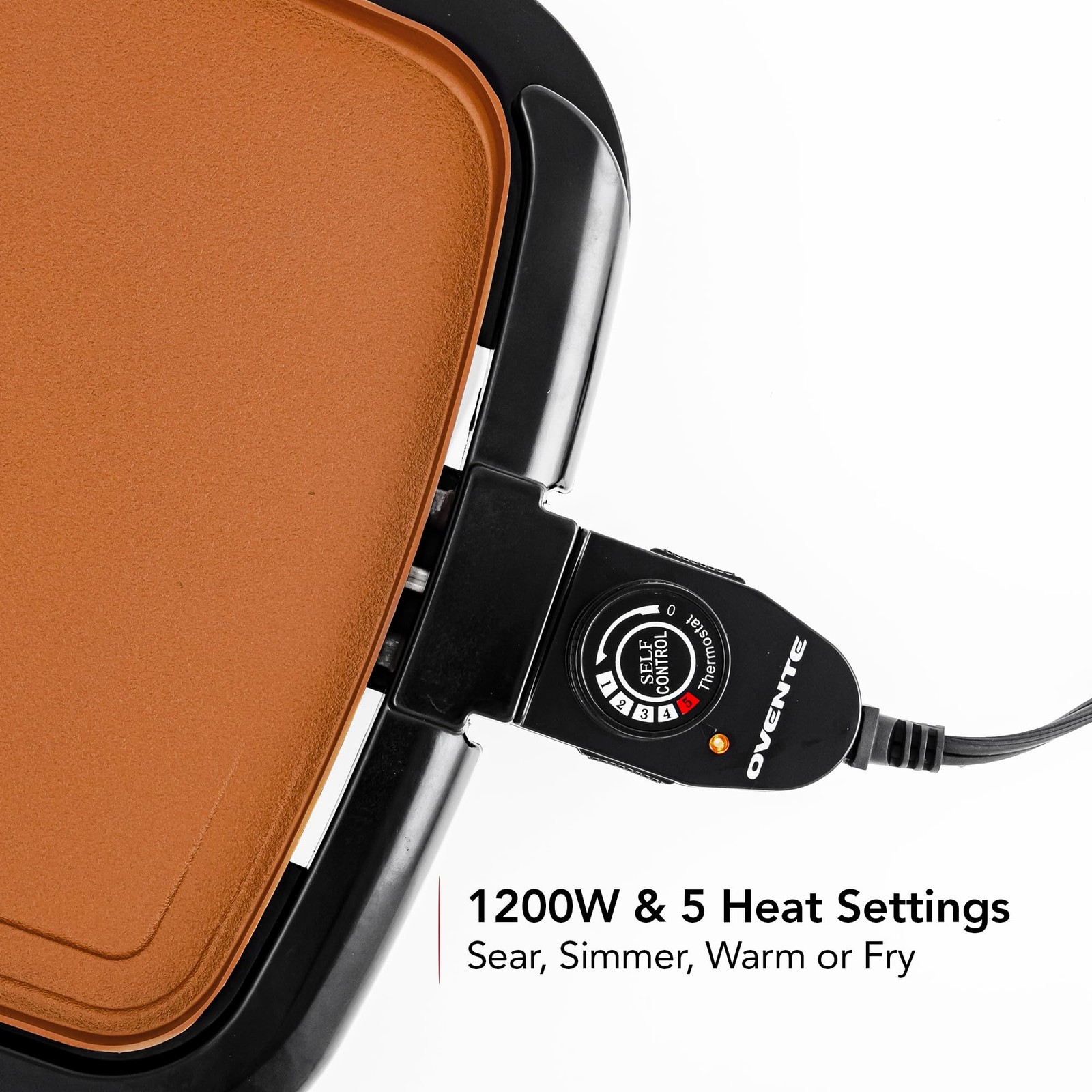 Electric Griddle 16 x 10 Inch Non Stick Adjustable Temperature Copper GD1610CO