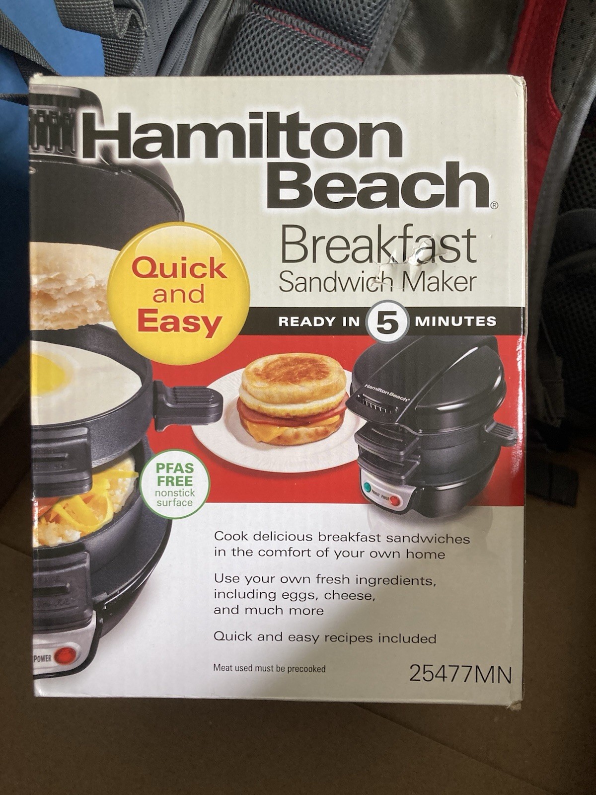 Hamilton Beach Breakfast Sandwich Maker, Black, New In Box