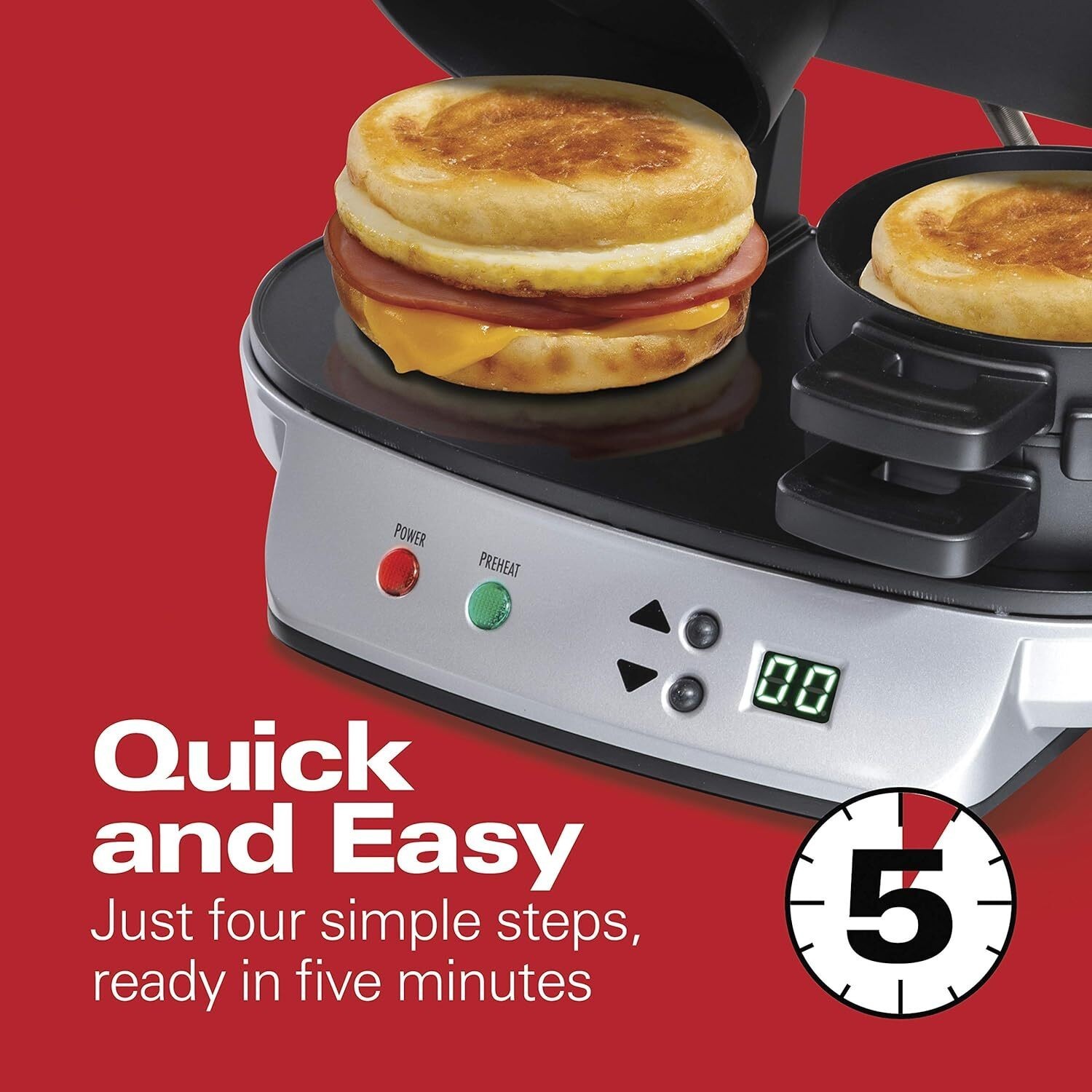1200 Watts Dual Breakfast Sandwich Maker with Timer for Home 120 Volts NEW