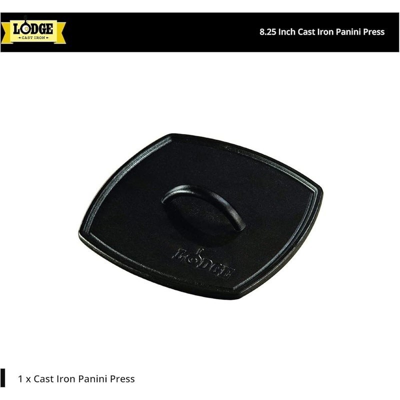 Cast Iron Panini Press Easy Release Induction Cooktop Natural Finish PFOA Free