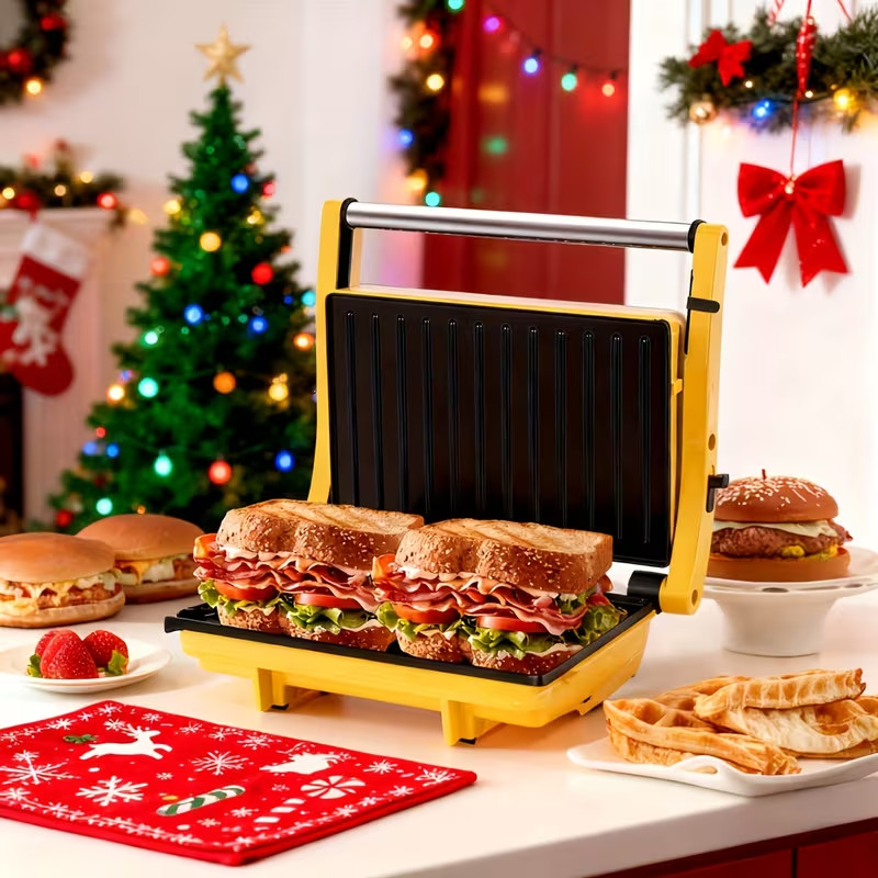 3-in-1 Electric Indoor Grill Panini Press Nonstick 180° Sandwich Maker Grill