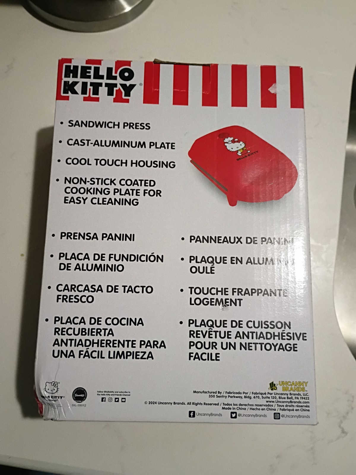 Hello Kitty Grilled Cheese Maker New in box Non-Stick Sandwich Press