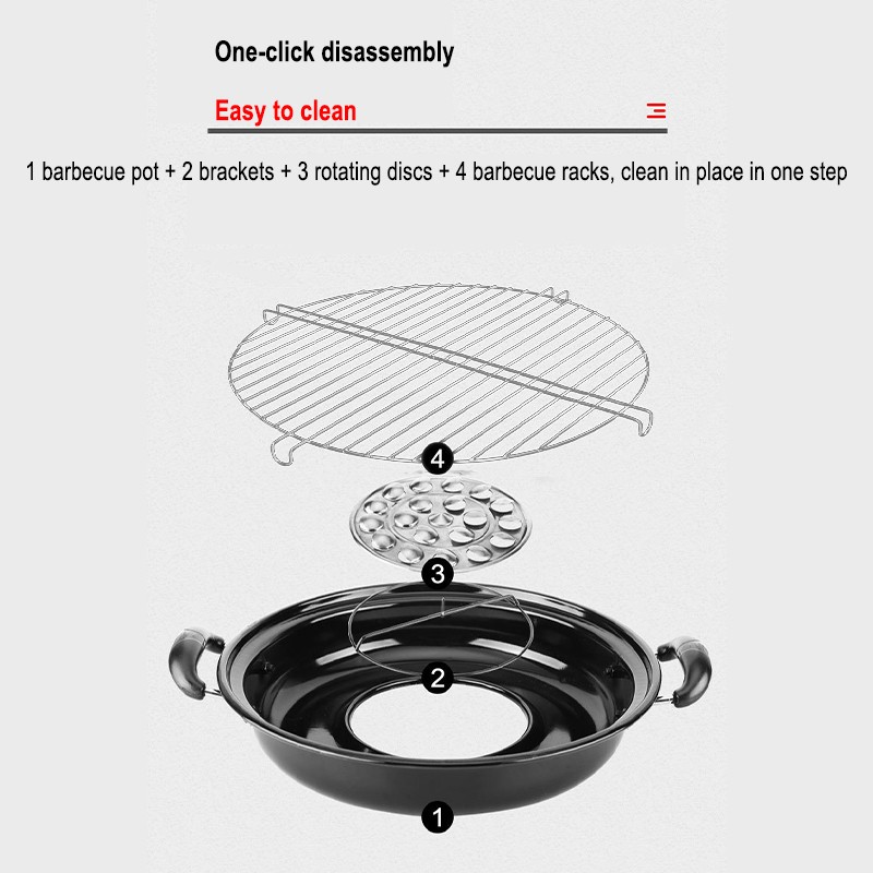 Indoor Grill Pan with Revolving BBQ Plate Asador Griddle Pan for Gas Stove Top