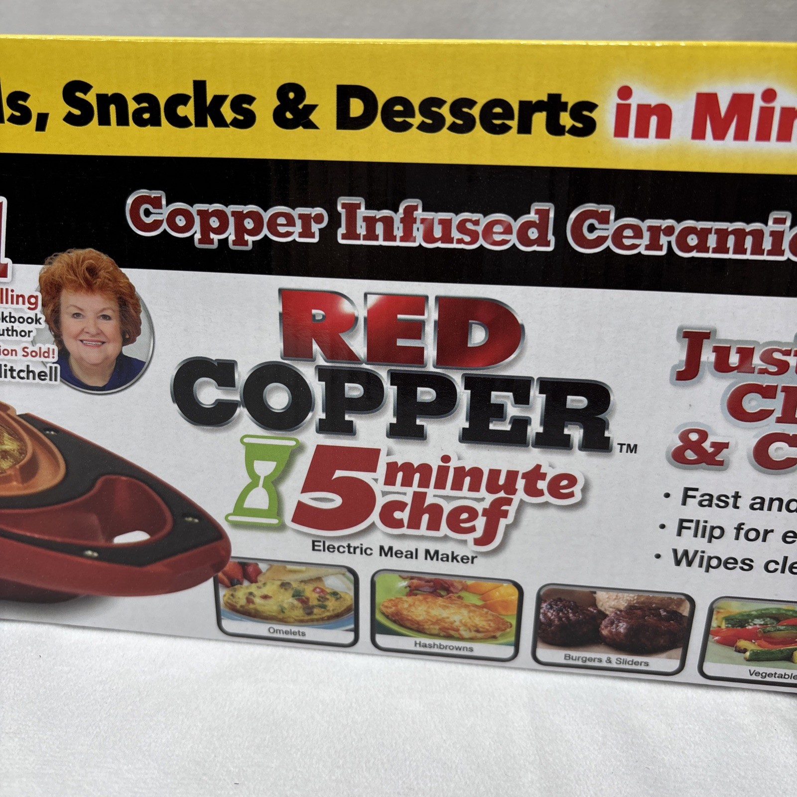Copper Red 5 Minute Chef Electric Meal Omelet Maker Infused Ceramic Cooker New