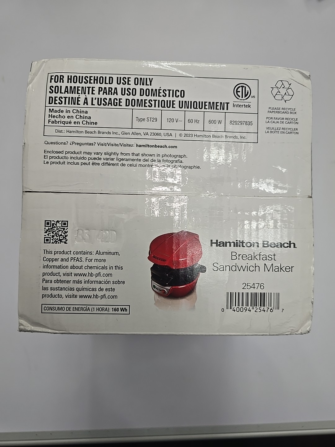 Hamilton Beach Breakfast Sandwich Maker – Red – NEW IN BOX