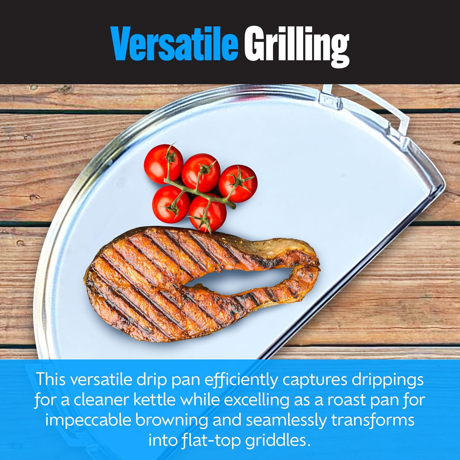 Sns Grills Drip ‘N Griddle Pan 26″ – Extra Large 3-In-1 Charcoal Grill Accessory
