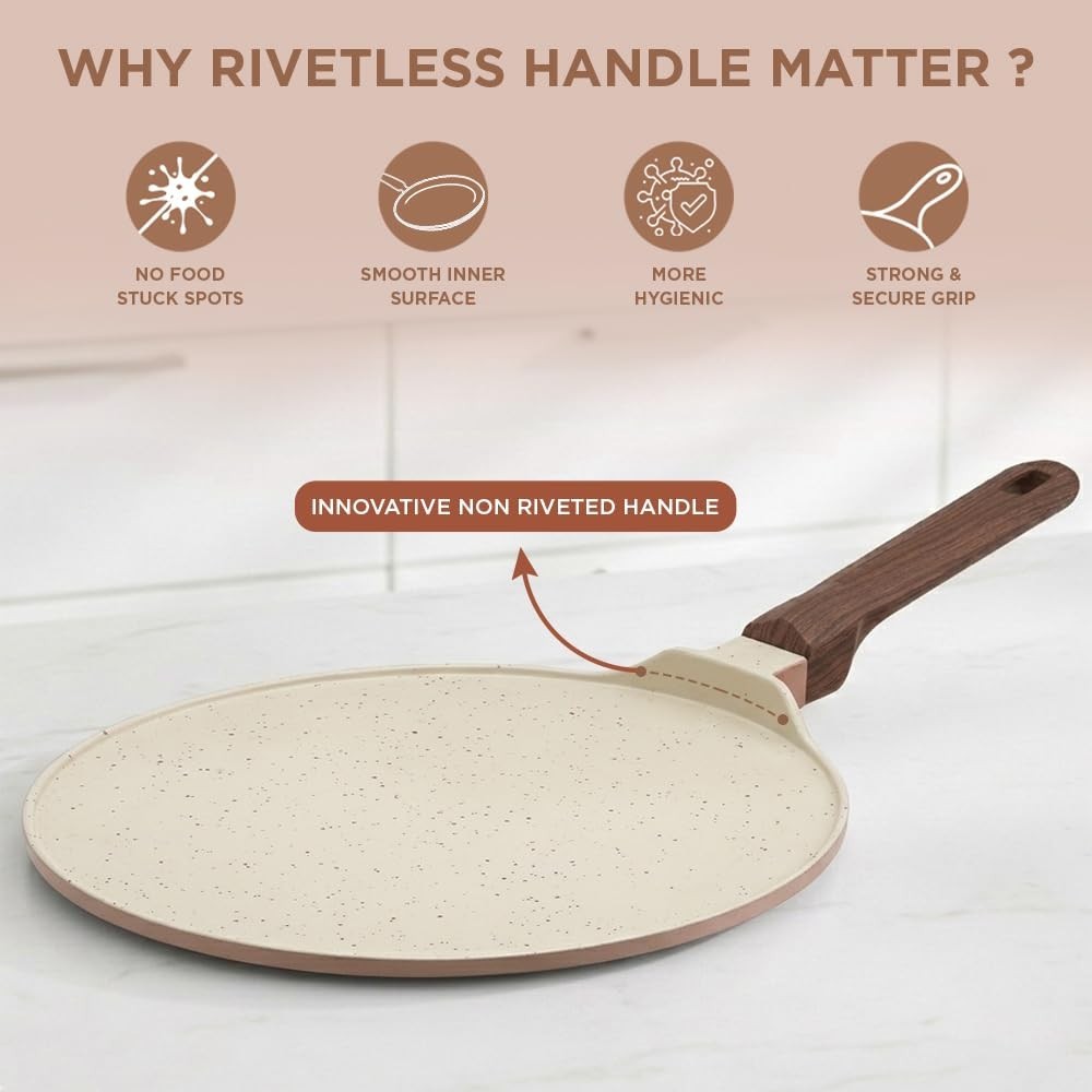 Vinod Ceravit Ceramic Non Stick Dosa Tawa Gas Induction Metal Spoon Safe