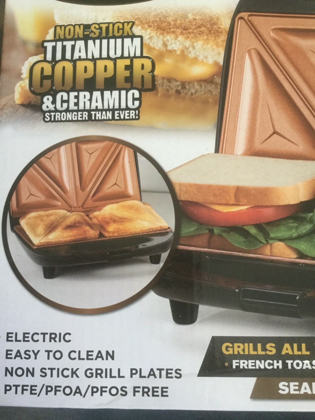 GOTHAM STEEL NON-STICK TITANIUM COPPER CERAMIC SANDWICH GRILL – NEW IN BOX