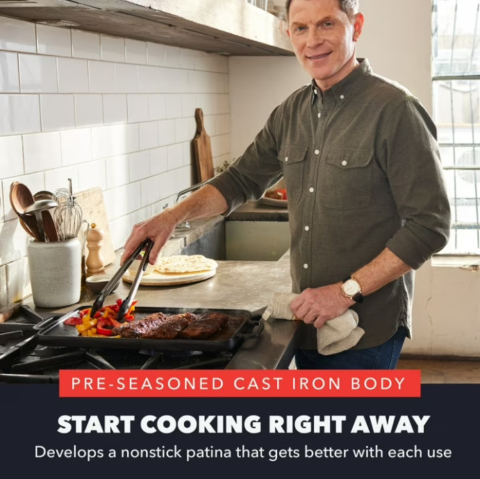GreenPan Bobby Flay 11″ Cast Iron Reversible Grill/Griddle