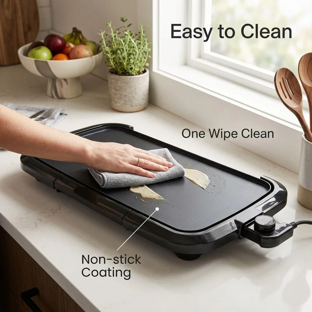 Aoran 1600W Electric Griddle Non-Stick 5 Temperature Control Large Indoor Outdoo