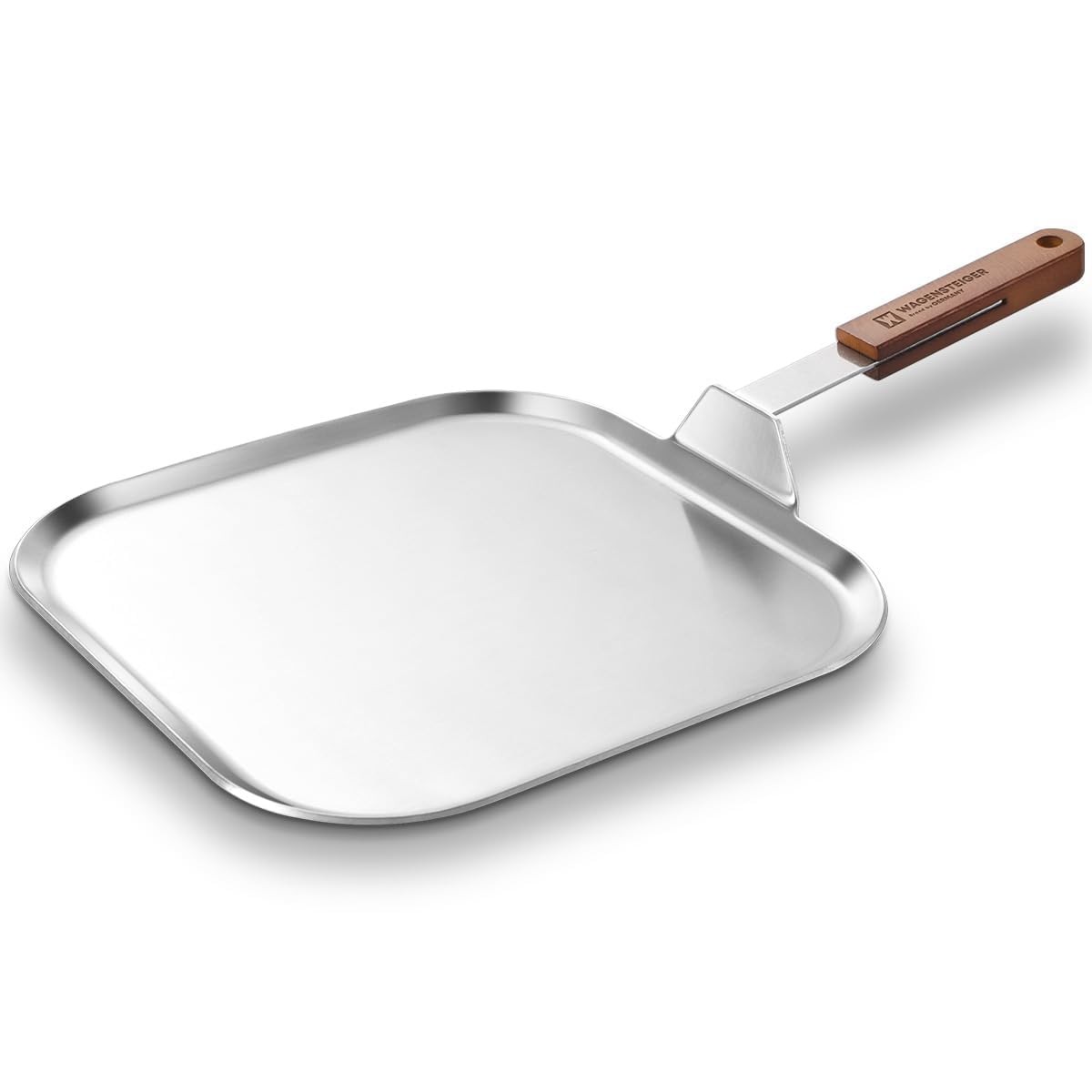 Stainless Steel Square Griddle Pan/Plate with Wooden Handle, 3-Ply Constructi
