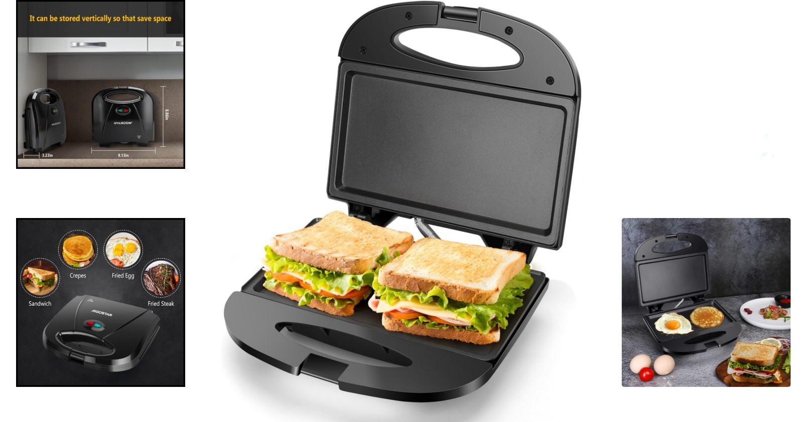 Versatile Electric Sandwich Maker with Keep Warm Setting – Ideal for Breakfast