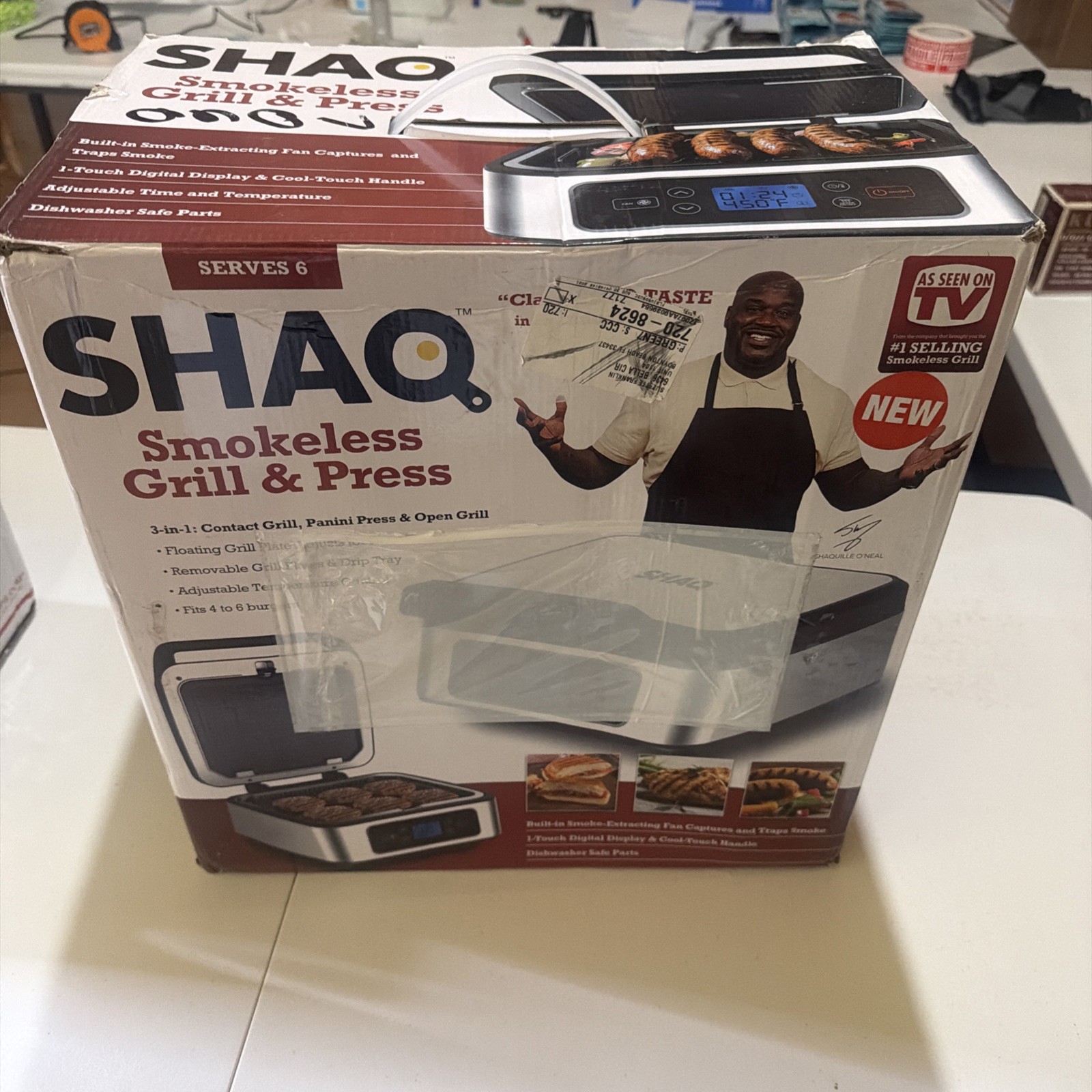 SHAQ 3-in-1 Smokeless Grill And Press Brand New Never Removed!